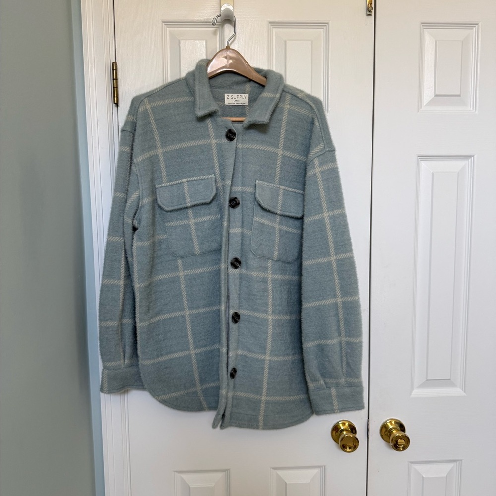 Z Supply Light Blue Plaid Jacket